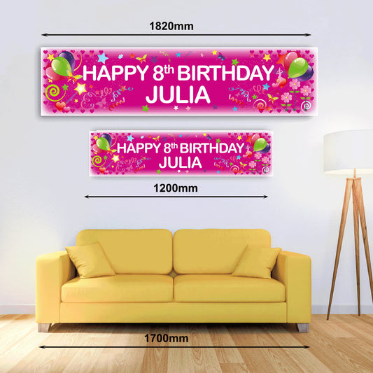 Personalised Banner - Girl Pink - Paper or Vinyl