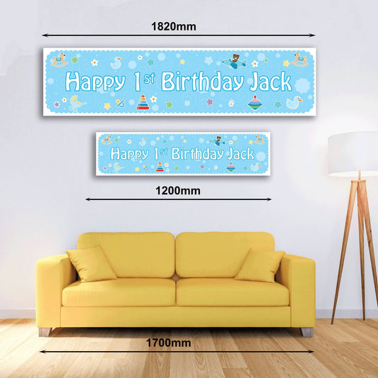 Personalised Banner - 1st Birthday Boy - Paper or Vinyl