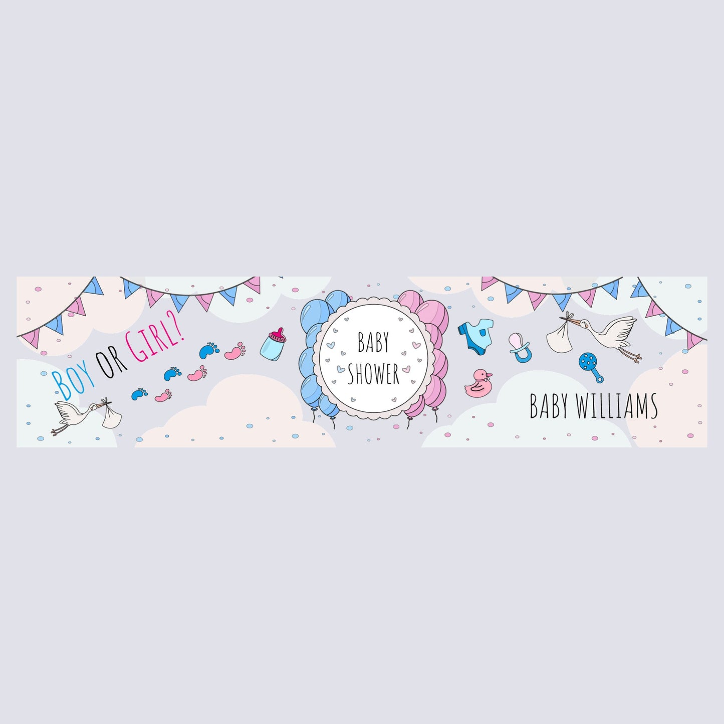 Personalised Banner - Baby Shower Gender Reveal - Paper or Vinyl