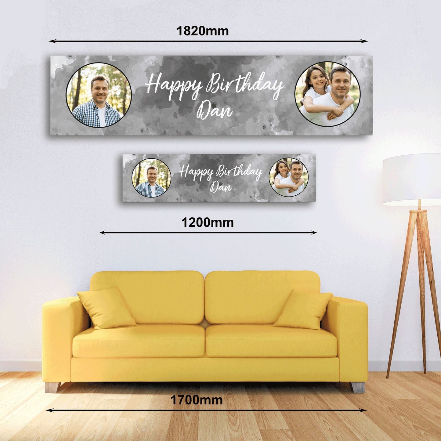 Personalised Banner - Black Splash Birthday Banner with Photo