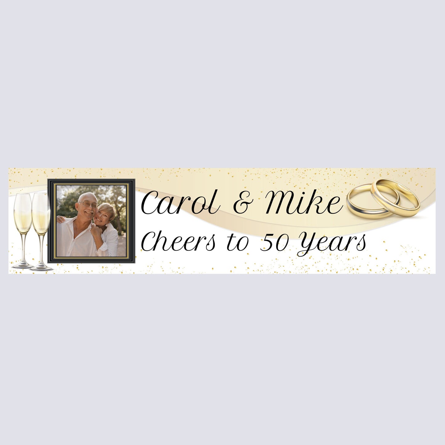 Personalised Banner - Golden Wedding Anniversary Banner with Photo Personalised Anniverary Banner