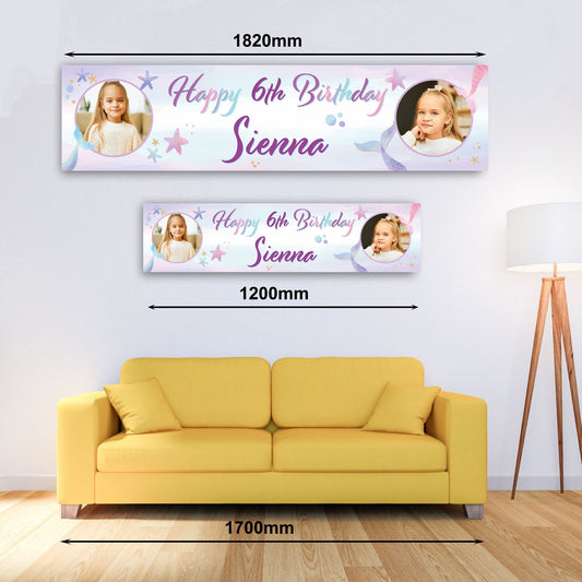 Personalised Banner - Mermaid Banner with Photo Personalised Mermaid Banner