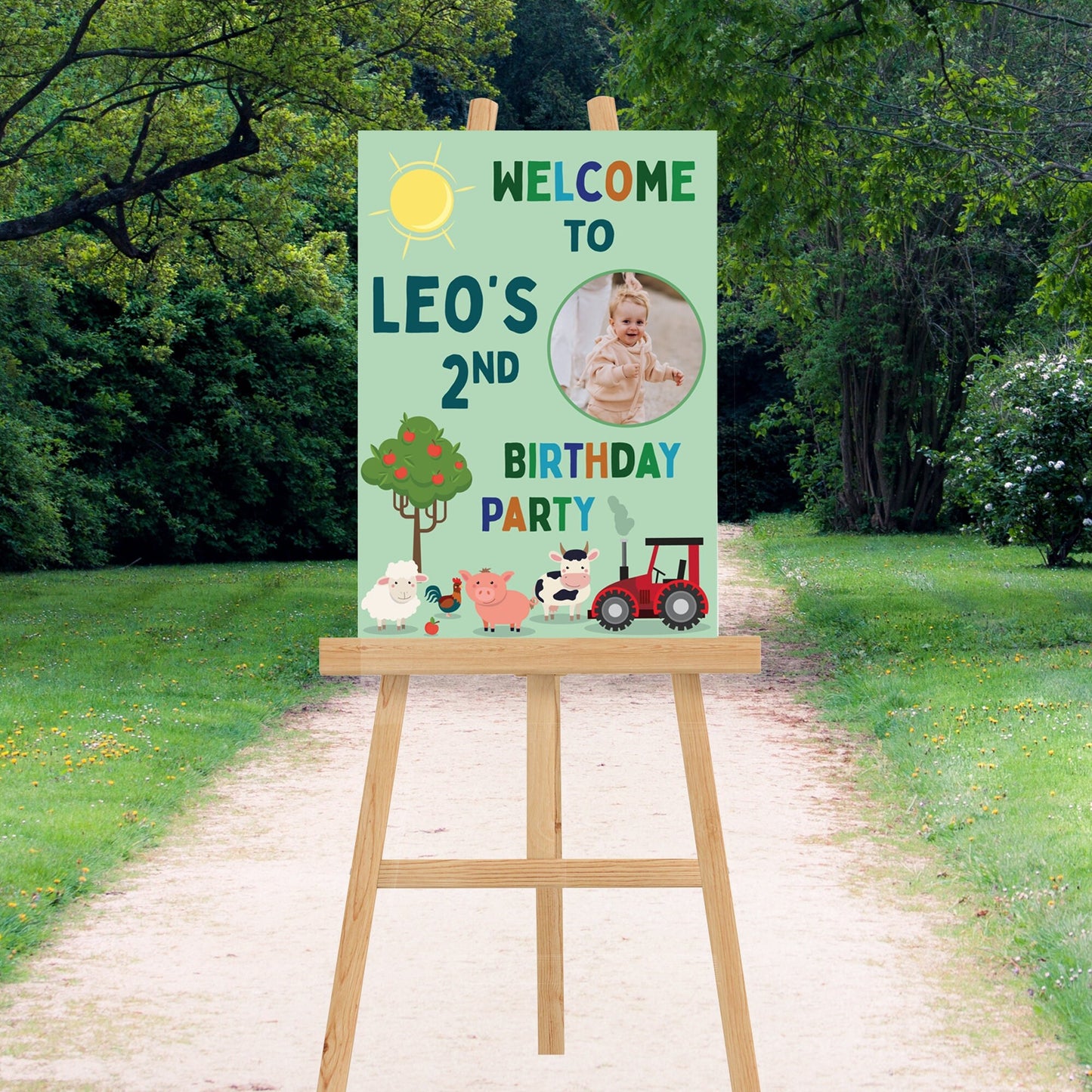 Personalised Farm Photo Birthday Sign Farmyard Sign Farm Birthday Welcome Sign