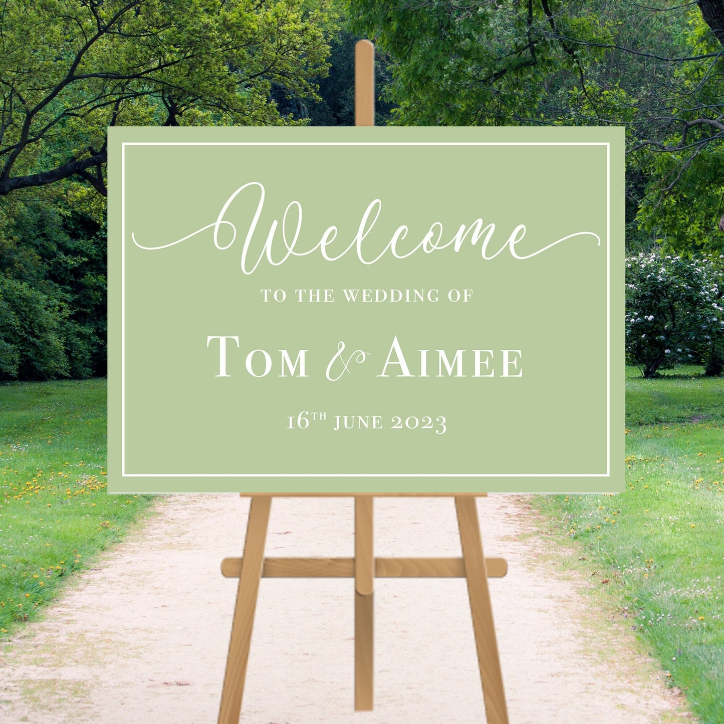 Personalised Welcome Landscape Wedding Sign Green Wedding Sign Wedding Welcome Sign