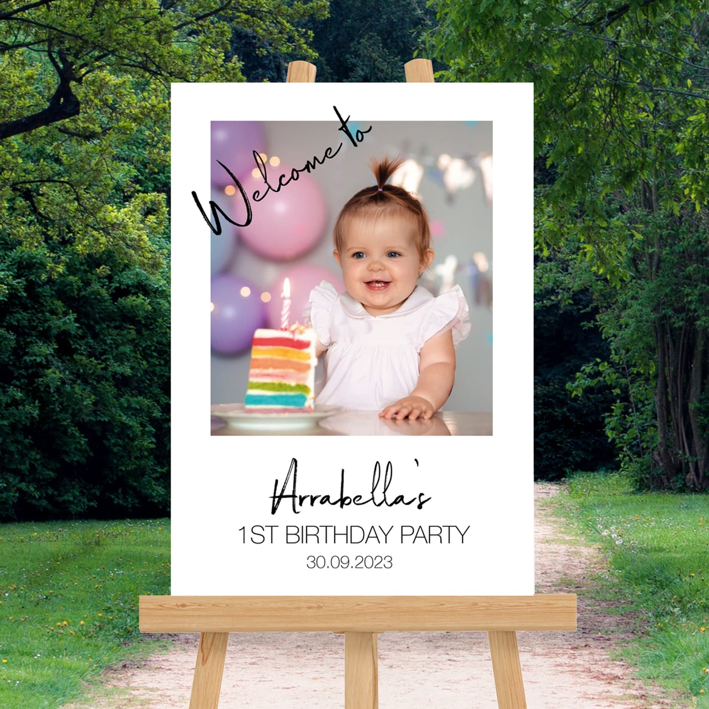 Personalised 1st Birthday Photo Sign Birthday Sign First Birthday Photo Welcome Sign