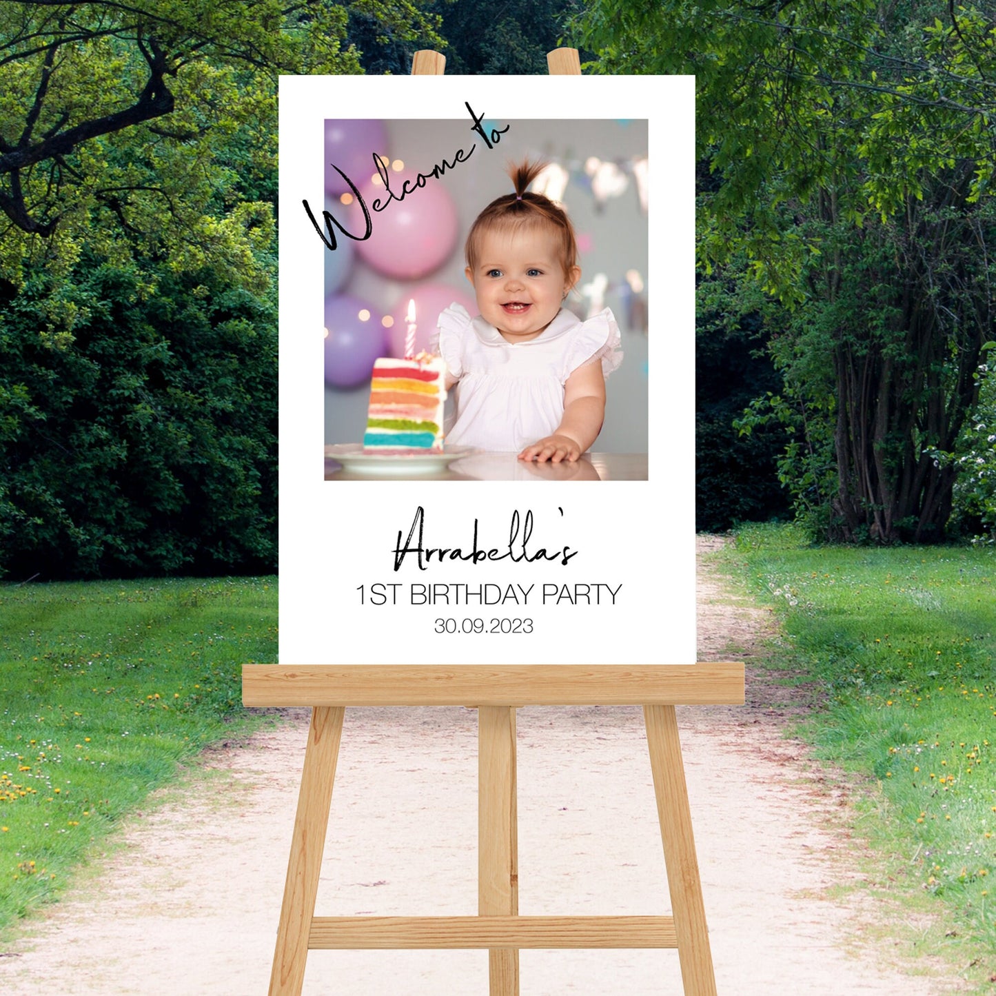 Personalised 1st Birthday Photo Sign Birthday Sign First Birthday Photo Welcome Sign