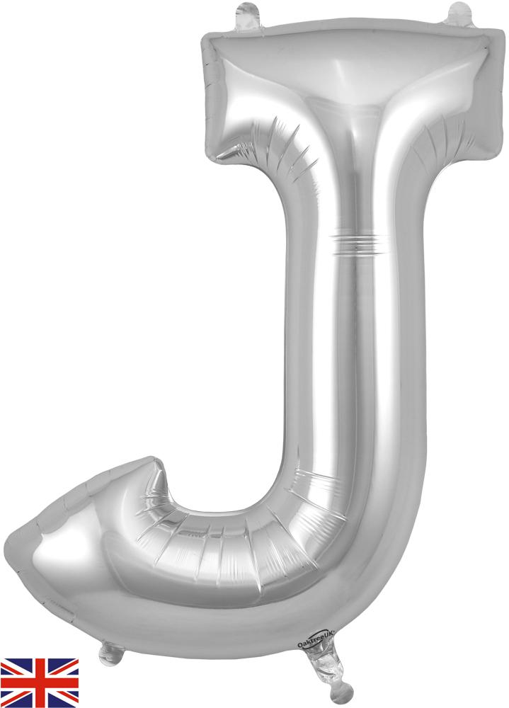 Giant Silver J Foil Balloon