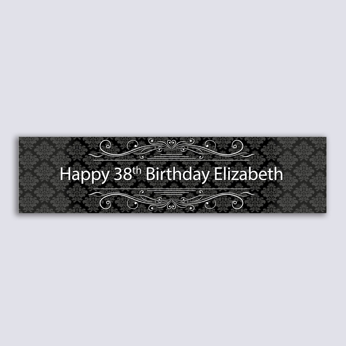 Personalised Banner - Black Swirls - Paper or Vinyl