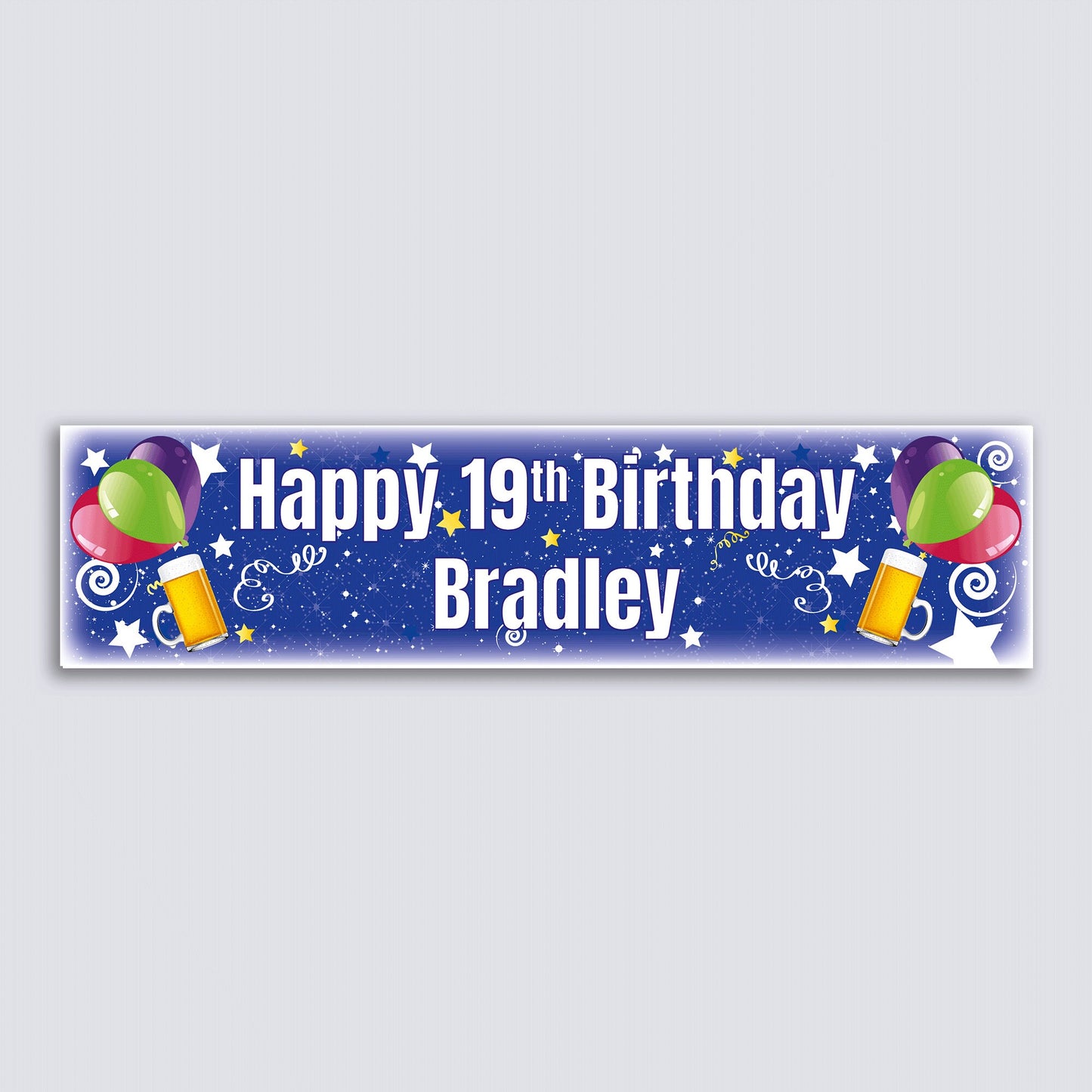 Personalised Banner - Beer & Balloons - Paper or Vinyl