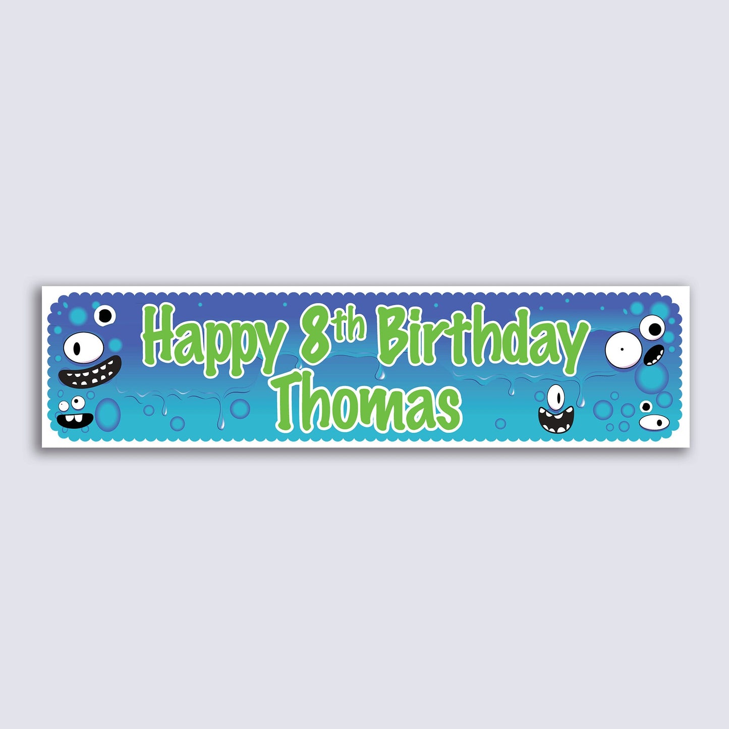 Personalised Banner - Blue Monster - Paper or Vinyl