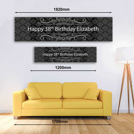 Personalised Banner - Black Swirls - Paper or Vinyl