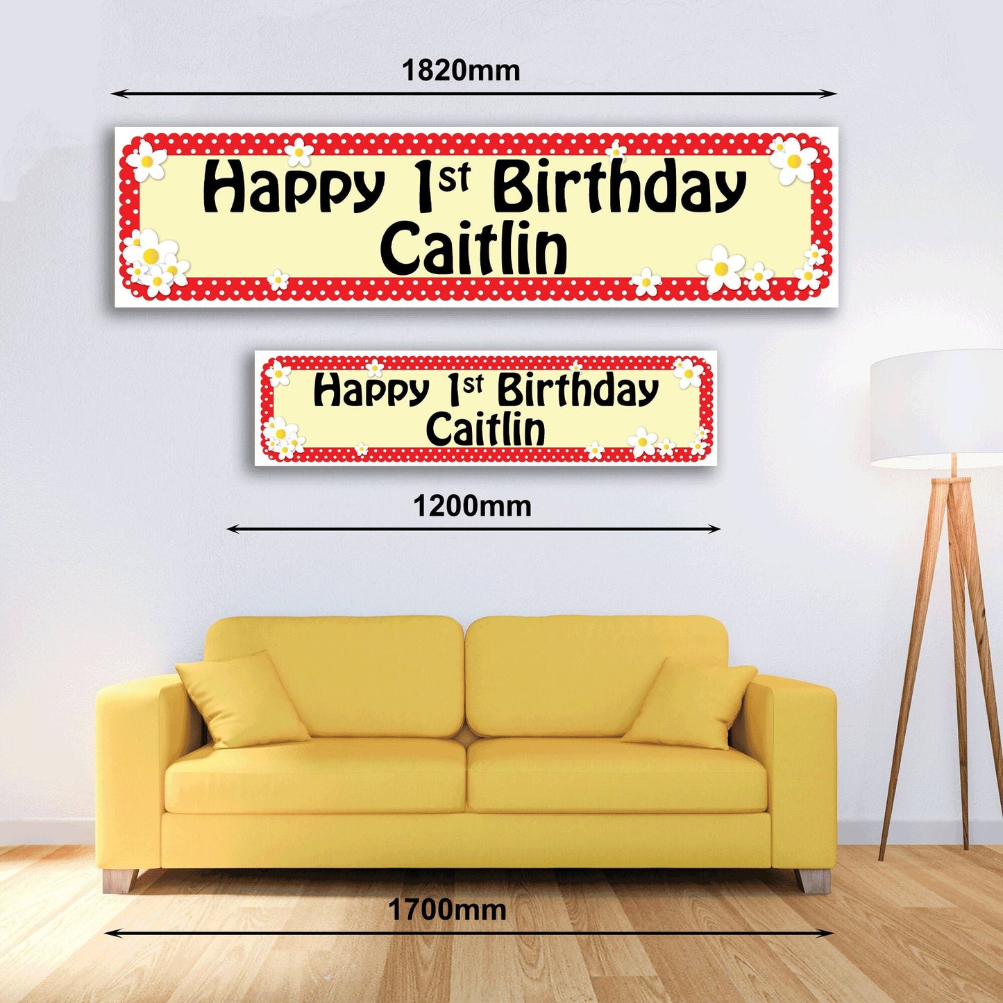 Personalised Banner - Dots & Daisies - Paper or Vinyl