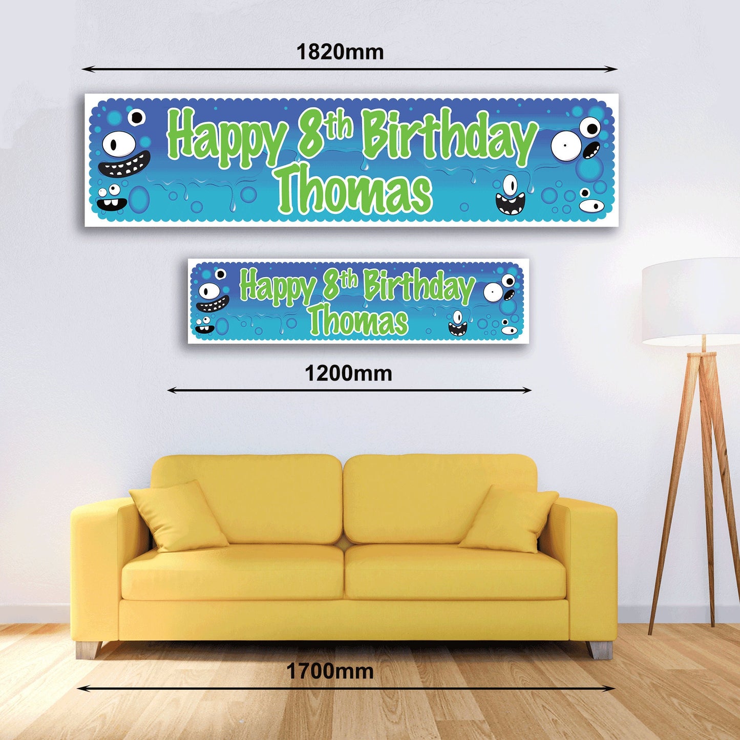 Personalised Banner - Blue Monster - Paper or Vinyl