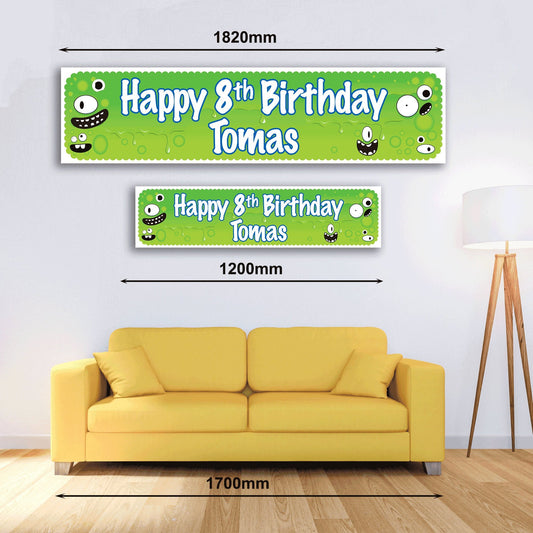 Personalised Banner - Green Monster - Paper or Vinyl