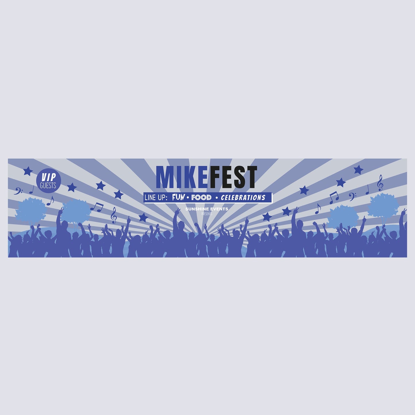 Personalised Festival Blue Banner - Paper or Vinyl