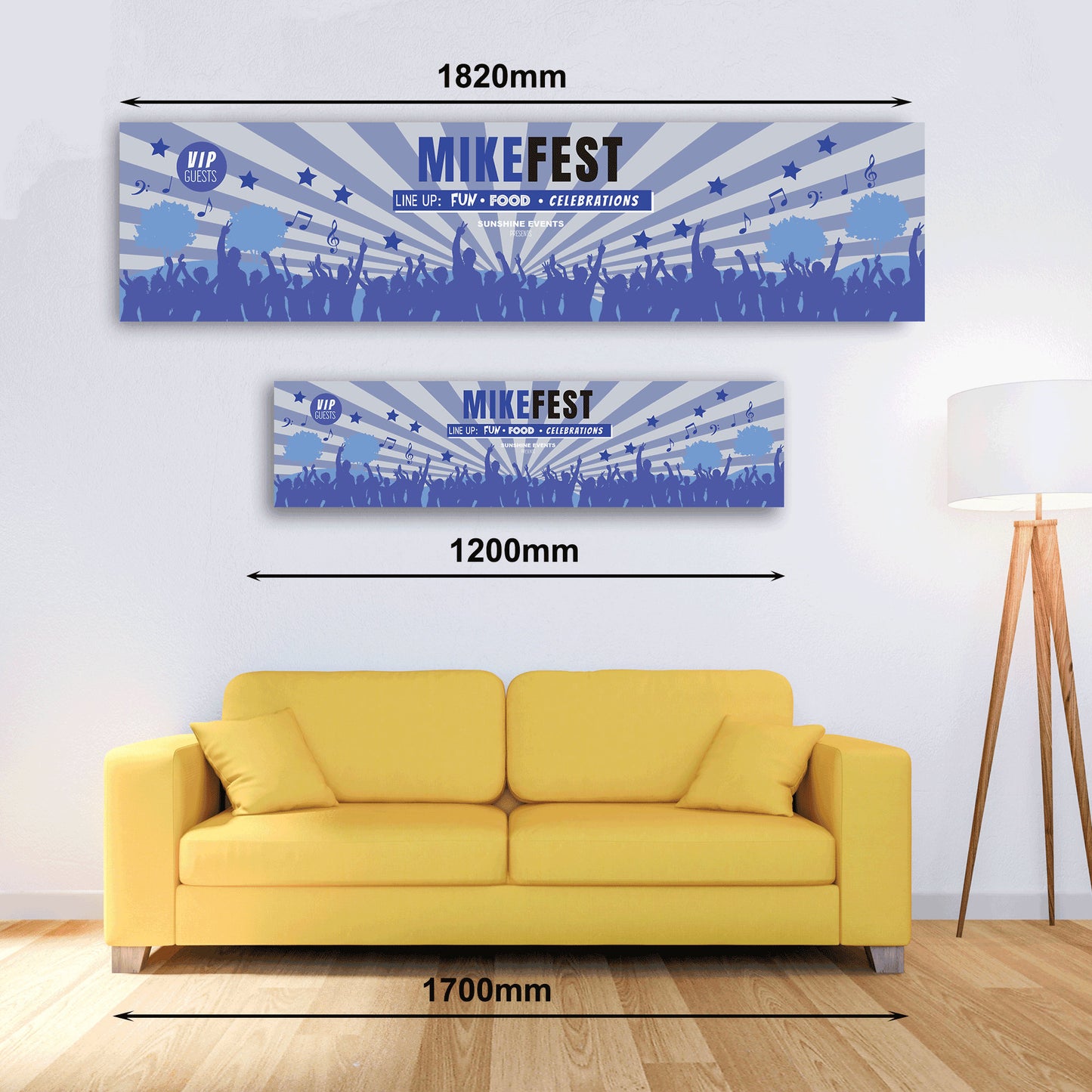 Personalised Festival Blue Banner - Paper or Vinyl