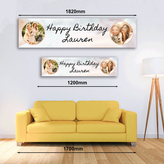 Personalised Banner - Pastel Birthday Banner with Photo