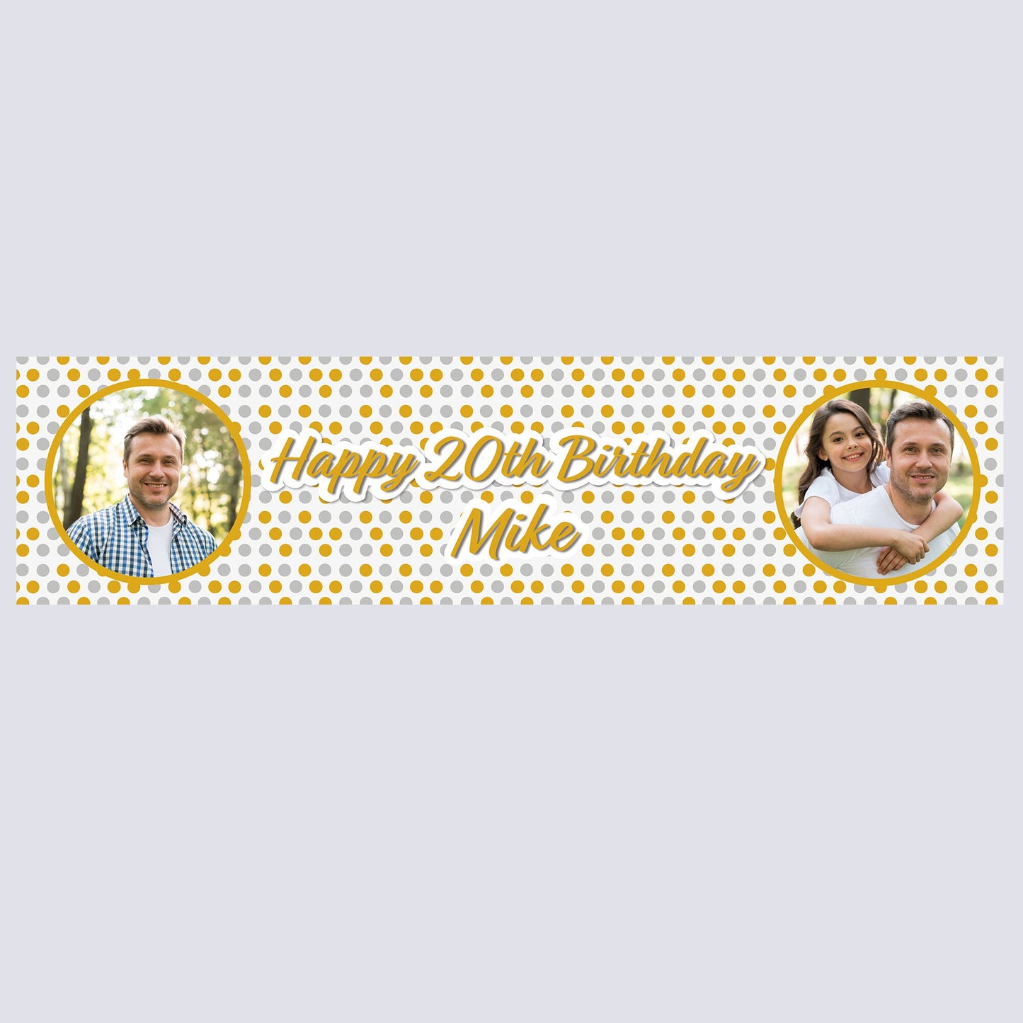 Personalised Banner - Gold Dots with Photo - Paper or Vinyl