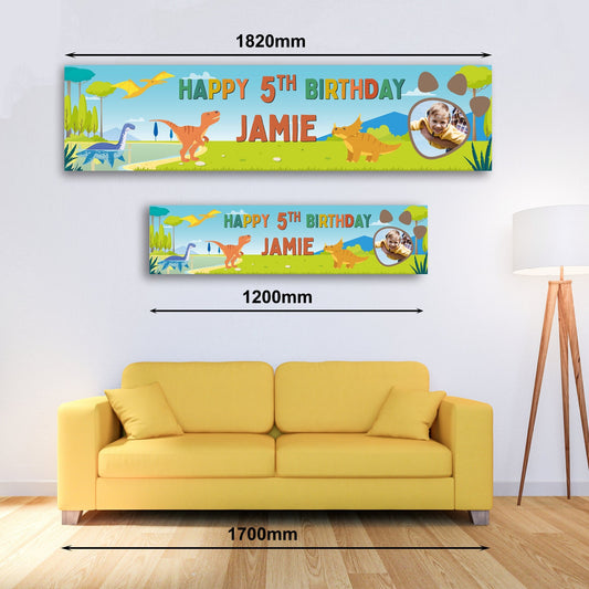 Personalised Banner - Dinosaur Banner with Photo Personalised Dinosaur Banner