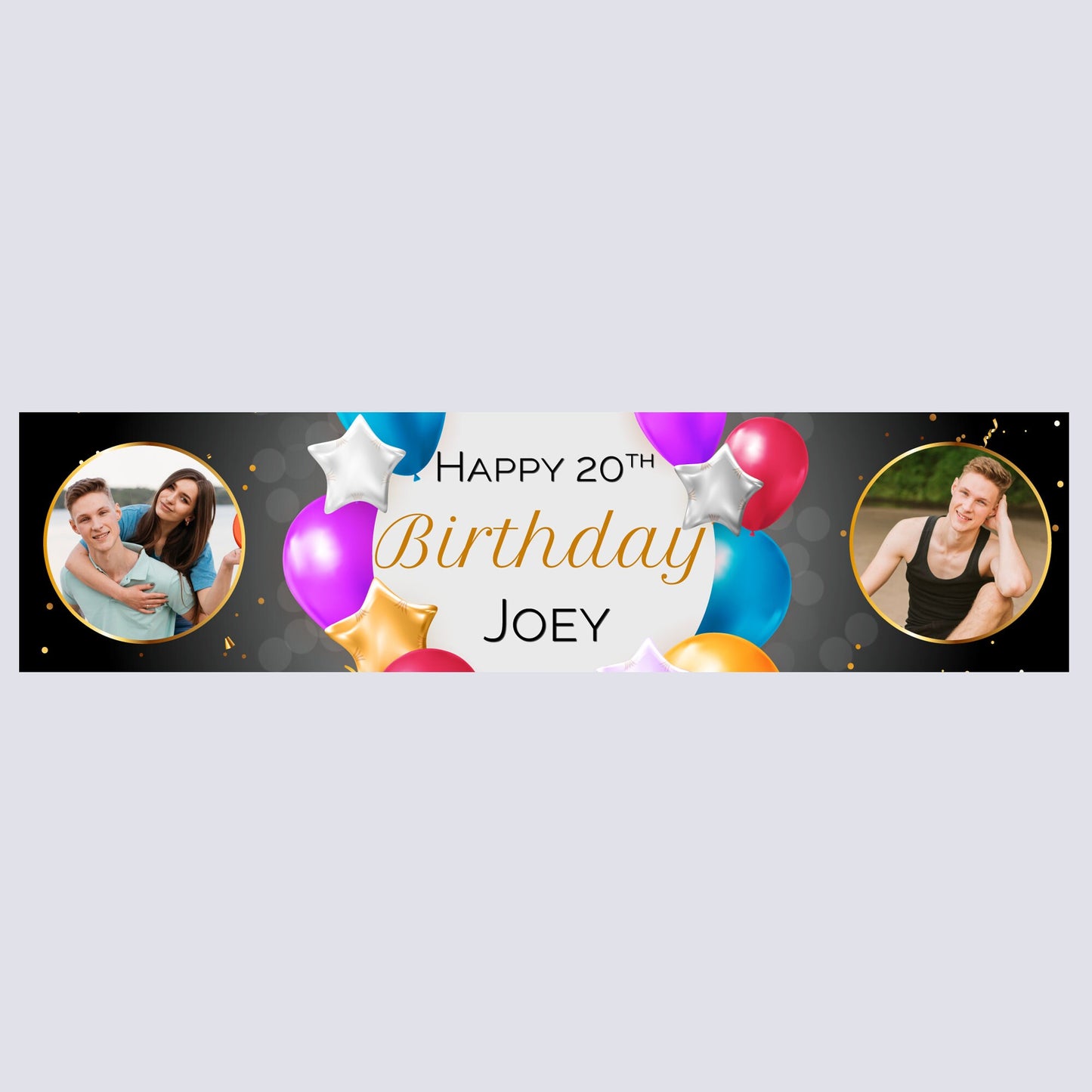 Personalised Banner - Balloons Banner with Photo Personalised Balloons Banner, Happy Birthday Banner