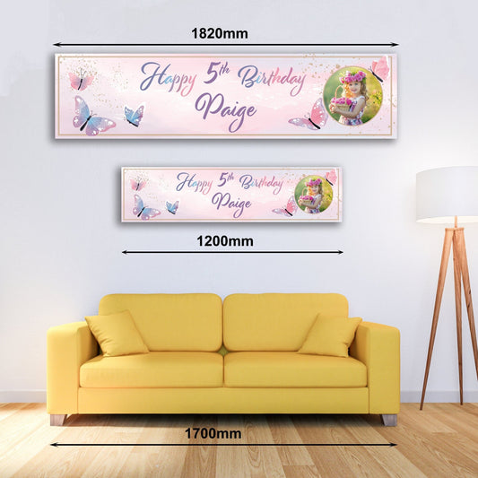 Personalised Banner - Butterfly Banner with Photo Personalised Butterfly Banner