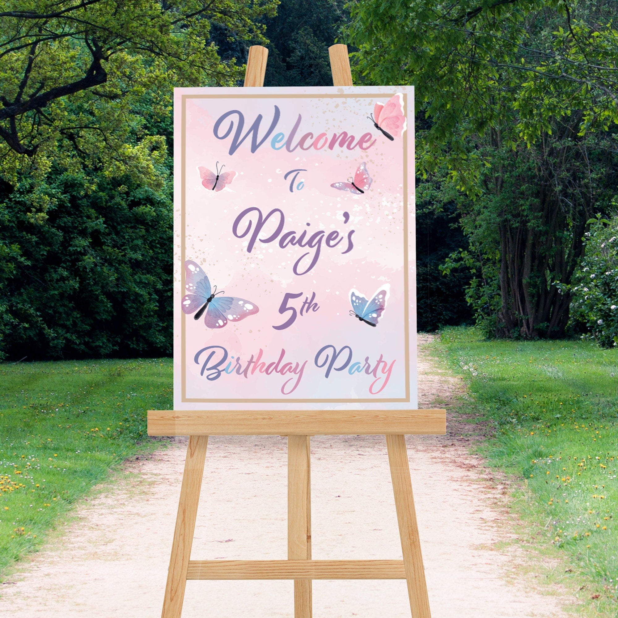 Personalised Butterfly Birthday Sign Birthday Sign Birthday Welcome Si ...