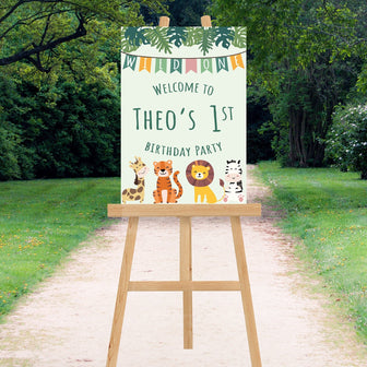 Personalised 1st Birthday Sign Wild One Sign Jungle Birthday Welcome Sign