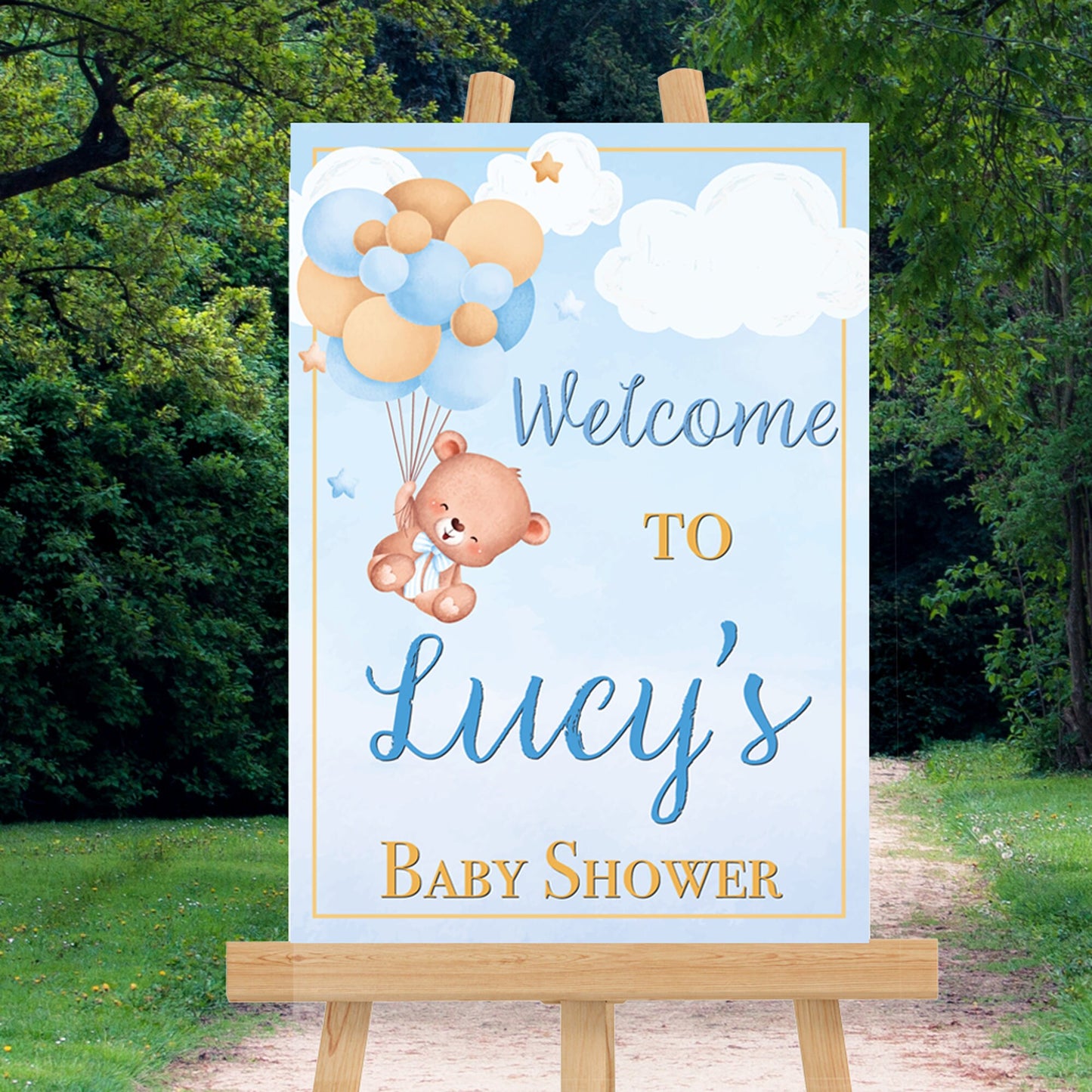 Personalised Blue Baby Shower Sign Baby Shower Sign Baby Shower Welcome Sign