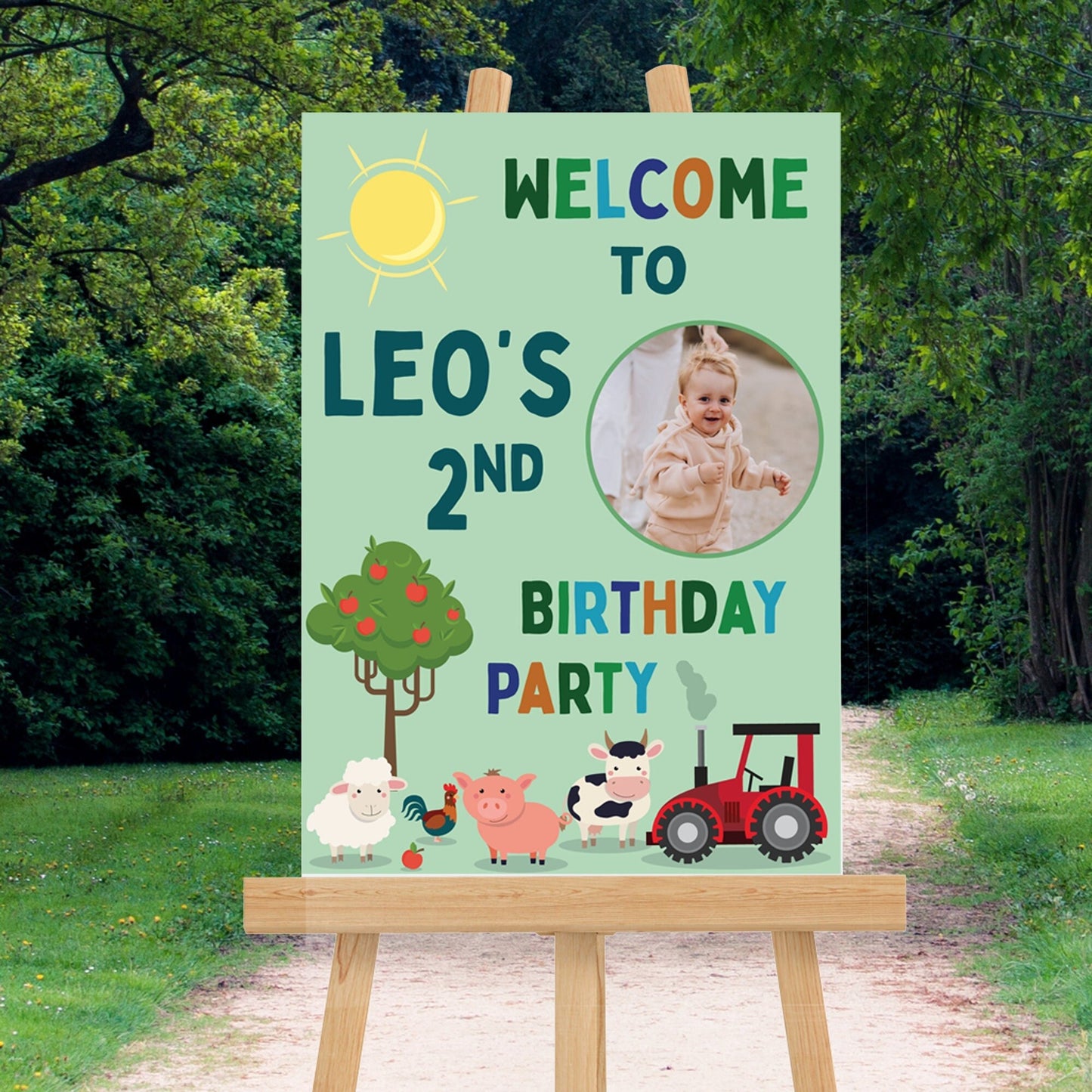 Personalised Farm Photo Birthday Sign Farmyard Sign Farm Birthday Welcome Sign