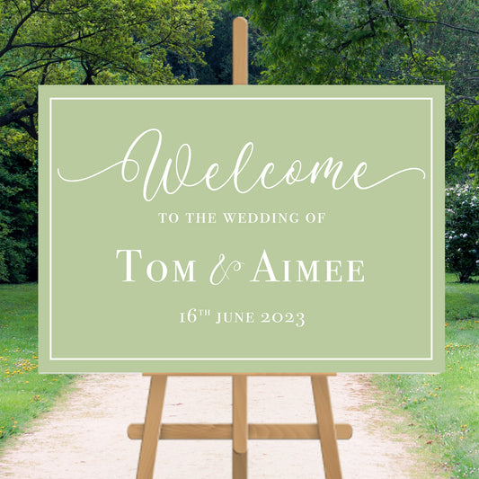 Personalised Welcome Landscape Wedding Sign Green Wedding Sign Wedding Welcome Sign
