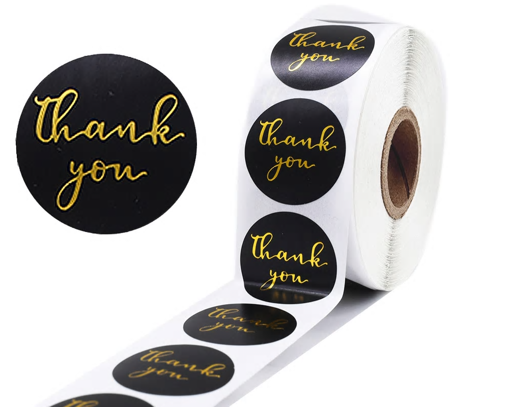 Thank Stickers Small Business, Gold Thank Labels Stickers