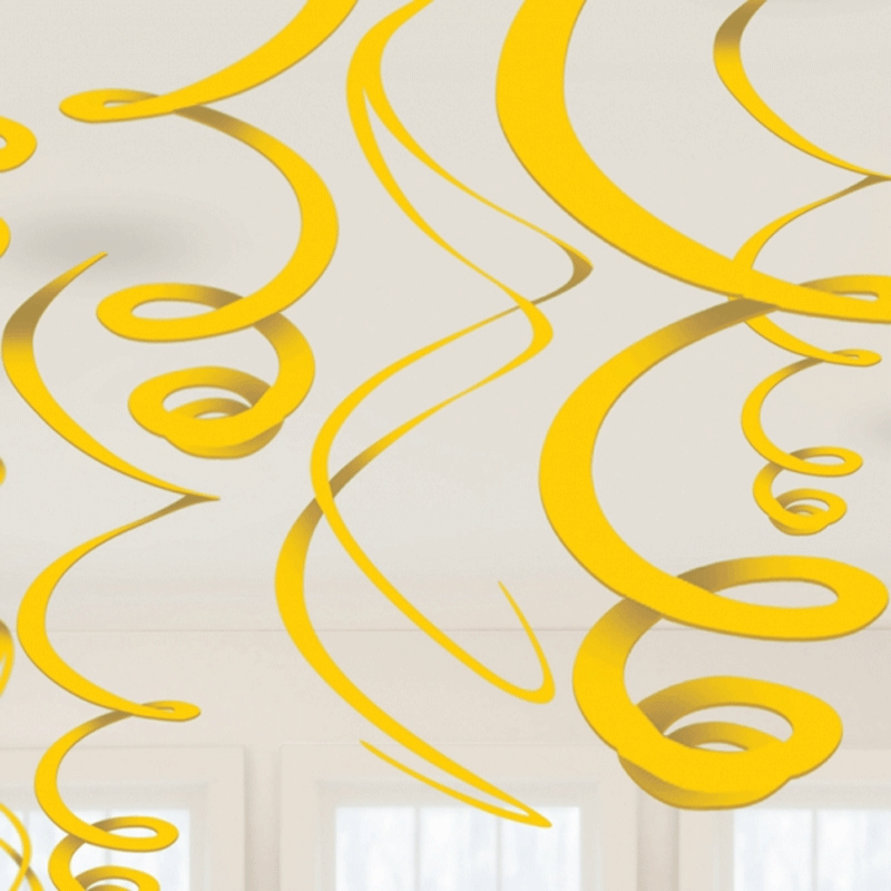Yellow Decorative Swirls (Pk 12)